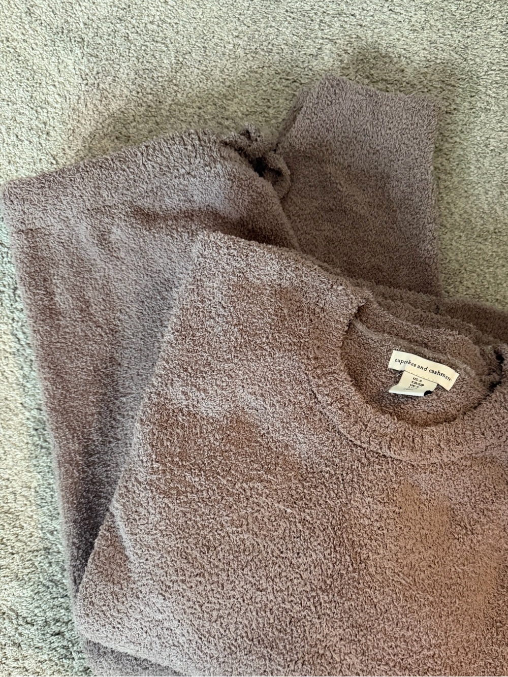 cupcakes & cashmere Plush Crewneck Sweater - Mauve Taupe